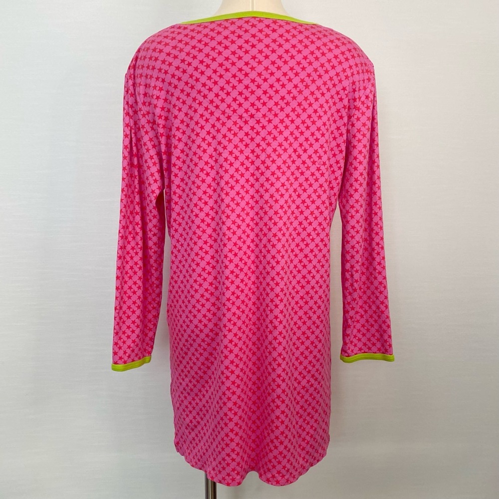 Y2K Victoria’s Secret Pink Green Star Print PJ Sleep Shirt Vintage Pajamas 🔥 - Picture 7 of 8